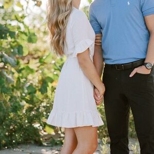 Gianni Bini white wrap Dress ruffled sleeves